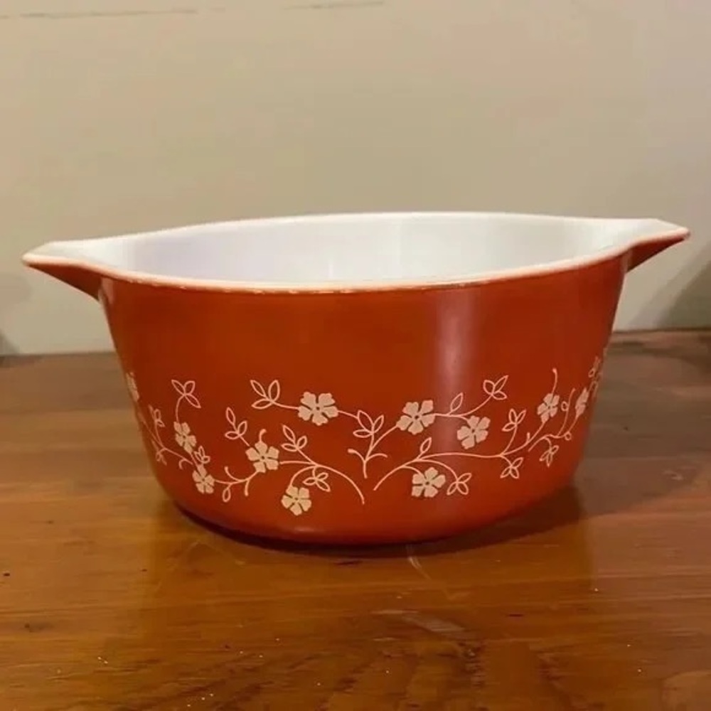 Pyrex Vintage Orange Floral Baking Dish